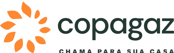Logotipo Copagaz, com slogan Chama para sua casa